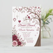 Bourgondische Bloesem Bruidsbrunch Kaart (Staand voorkant)