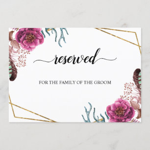 Bourgondische Bloesem Bruiloft Gereserveerde Zitpl Kaart