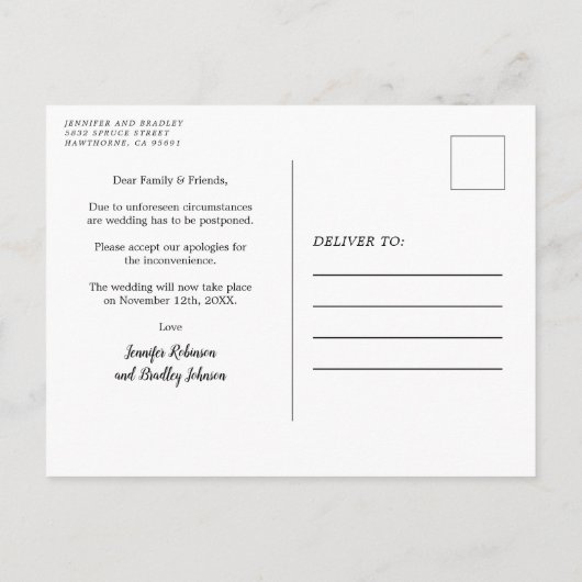 Bourgondische bloesem Verander de datum Aankondigingskaart (Achterkant)