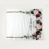 Bourgondische Blos Bloemachtige Bruiloftsfoto Acht Wandkleed (Voorkant (horizontaal))