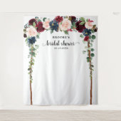 Bourgondische Blos Bloemachtige Bruiloftsfoto Acht Wandkleed (Voorkant)