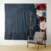 Bourgondische Blos Bloemachtige Bruiloftsfoto Acht Wandkleed (In Situ (horizontaal))