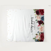 Bourgondische Blos Bloemachtige Bruiloftsfotobackd Wandkleed (Voorkant (horizontaal))