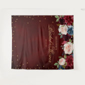 Bourgondische Blos Bloemige Bruiloftsfotobackdrop Wandkleed (Voorkant (horizontaal))