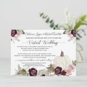 Bourgondische Blos Bloemige Pompoen Virtuele Bruil Kaart (Staand voorkant)