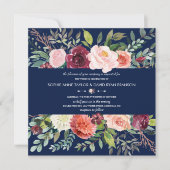 Bourgondische Blos Bloemstuk Donkerblauwe Huwelijk Kaart (Voorkant)