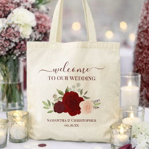 Bourgondische Blos Boho Rozen Elegante Trouw Welko Tote Bag