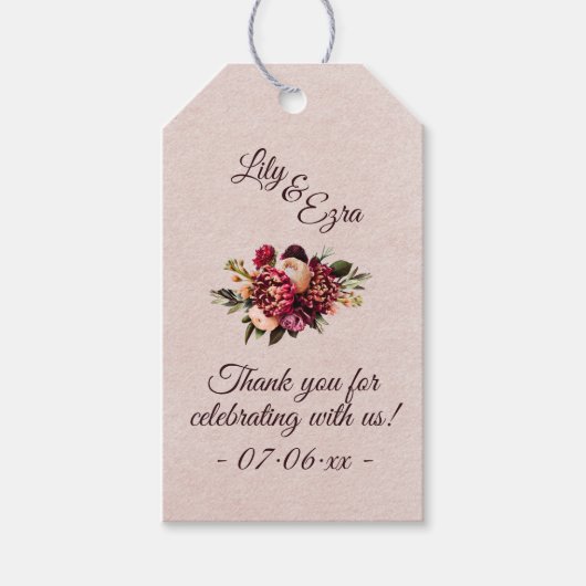 Bourgondische blos cadeaulabel (Voorkant)
