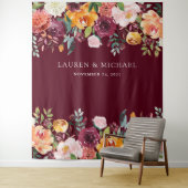 Bourgondische Blos Florale Achtergrond | Fotocabin Wandkleed (In situ)