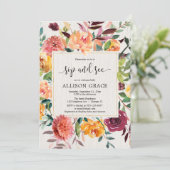 Bourgondische blos herfst floral elegante slok en  kaart (Staand voorkant)