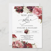 Bourgondische blos mauve pioenrozen goud rijzen en kaart (Voorkant)