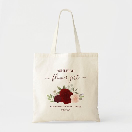 Bourgondische Blos Rozen Elegante Bloemenmeisjes B Tote Bag (Voorkant)