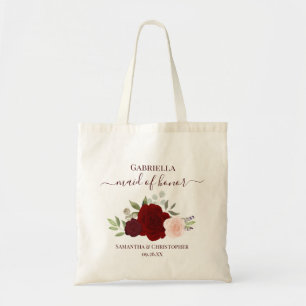 Bourgondische Blos Rozen Elegante Ere-dame Trouwen Tote Bag