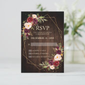 Bourgondische Blosch Bloemige Moderne Geometrische RSVP Kaartje (Staand voorkant)