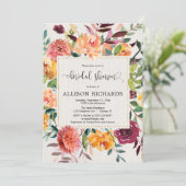 Bourgondische blosemtinten herfst bloemige elegant kaart (Staand voorkant)