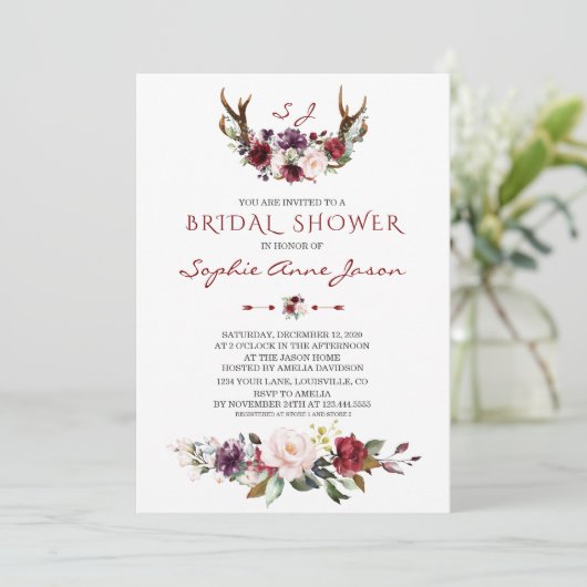 Bourgondische Blosende Plum Bloemige Geweien Bruil Kaart (Staand voorkant)