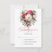Bourgondische Blush Bloem Boho Trouw RSVP Kaart (Voorkant)