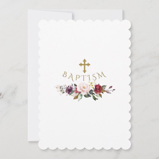 Bourgondische Blush Bloem Gouden Glitter Frame Doo Kaart (Achterkant)