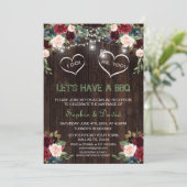 Bourgondische Blush Bloem Lichtjes Hout Ik DOO BBQ Kaart (Staand voorkant)