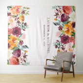 Bourgondische Blush Bloemen Achtergrond | Fotocabi Wandkleed (In Situ (horizontaal))