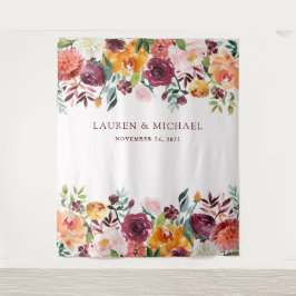 Bourgondische Blush Bloemen Achtergrond | Fotocabi Wandkleed