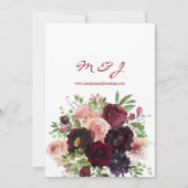 Bourgondische & Blush Bloemenbruiloft Kaart (Achterkant)