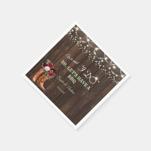 Bourgondische Blush Bloemenkowboylaarzen Na I DO B Servet (Hoek)