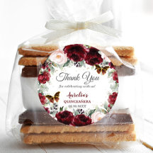 Bourgondische Blush Bloemige Quinceañera Vlinders