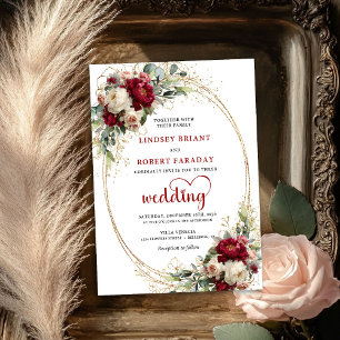 Bourgondische Blush Bloemrijke Gouden Boho Trouw U Kaart