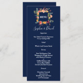 Bourgondische Blush Bloemstuk Donkere Blauwe Trouw Menu (Voorkant / Achterkant)