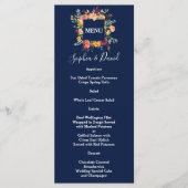 Bourgondische Blush Bloemstuk Donkere Blauwe Trouw Menu (Voorkant)