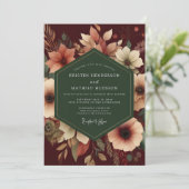 Bourgondische Blush Herfst Bruiloft Kaart (Staand voorkant)
