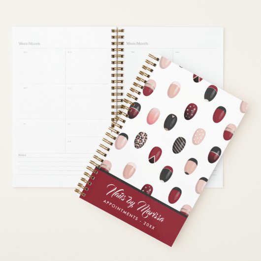 Bourgondische Blush Nail Technician Afspraak Planner (Display)