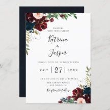 Bourgondische Blush Navy Botanische Bloemen Bruilo