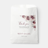 Bourgondische Blush Pioen en Rozen Bruiloft Bedankzakje (Voorkant)