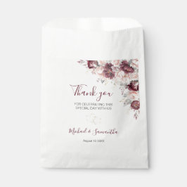 Bourgondische Blush Pioen en Rozen Bruiloft Bedankzakje