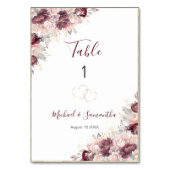 Bourgondische Blush Pioen en Rozen Bruiloft Kaart (Achterkant)