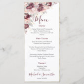 Bourgondische Blush Pioen en Rozen Bruiloft Menu (Voorkant)