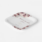 Bourgondische Blush Pioen en Rozen Bruiloft Papieren Bordje (Gebogen)