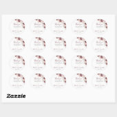 Bourgondische Blush Pioen en Rozen Bruiloft Ronde Sticker (Vel)