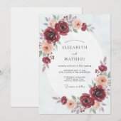 Bourgondische Blush Ranunculus Eucalyptus Bruiloft Kaart (Voorkant / Achterkant)