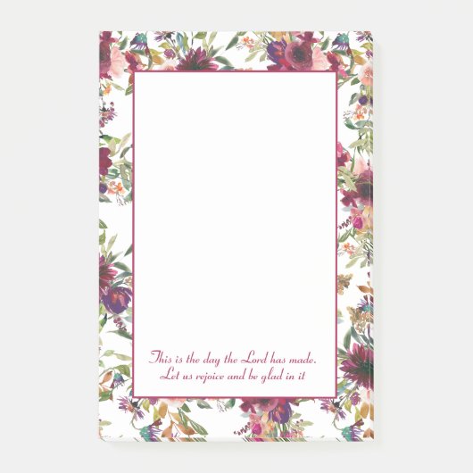 Bourgondische Blush Roze Bloemige Christelijke Bij Post-it® Notes (Voorkant)