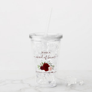 Bourgondische Blush Rozen Elegante Maid of Honor W Acryl Drinkbeker