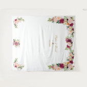 Bourgondische Blush Saffraan Bloemen Bruiloft Foto Wandkleed (Voorkant (horizontaal))