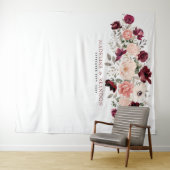 Bourgondische Blush Trouwachtergrond Wandkleed (In Situ (horizontaal))