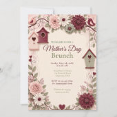 Bourgondische Blush Winter Moederdag Brunch Kaart (Voorkant)