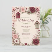 Bourgondische Blush Winter Moederdag Brunch Kaart (Staand voorkant)
