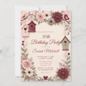 Bourgondische Blush Winter Verjaardagsfeest Kaart (Voorkant)