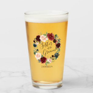 Bourgondische boeket krans zuster van de bruidegom glas