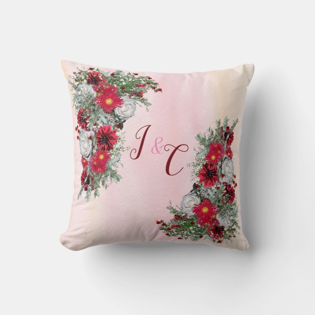 Bourgondische Boeketten Bloemen Kussen (Voorkant)